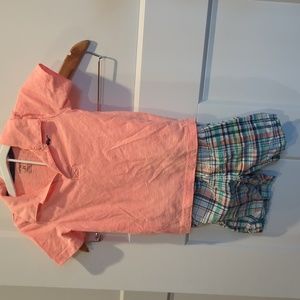 2t boys cool summer shorts outfit.  Plaid shorts with pockets